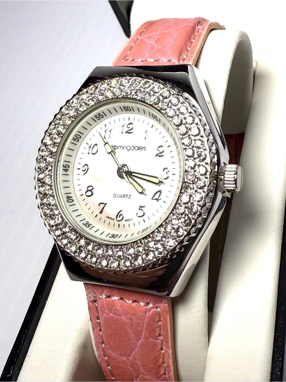 Browningdales Crystal Bezel Quartz Watch - Pink Strap